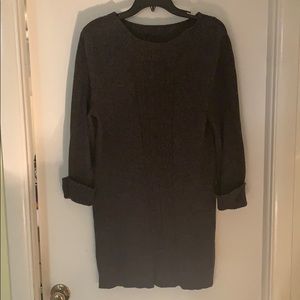 Scoop neck charcoal grey long sweater